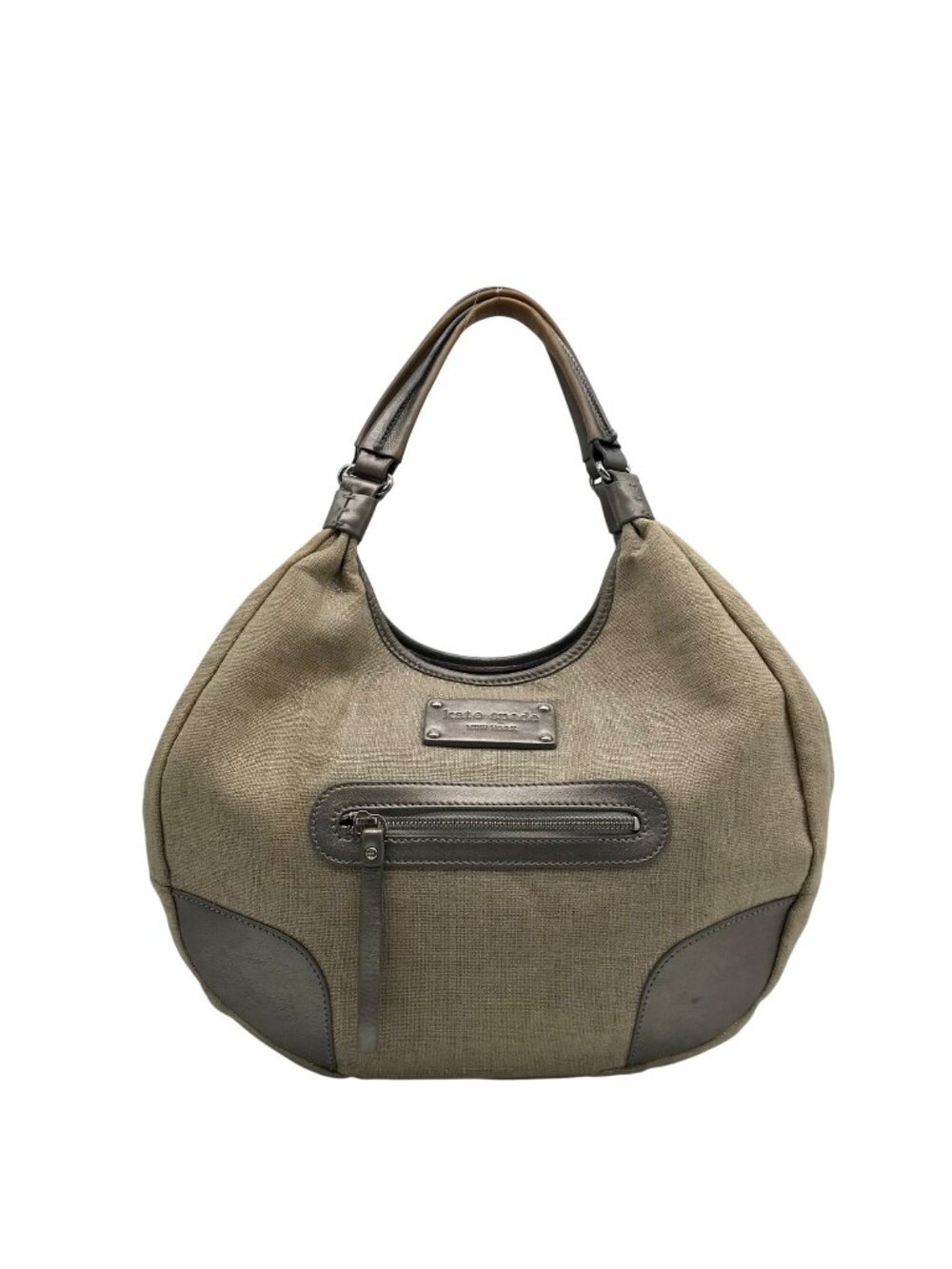 Kate Spade Silver and Beige Linen Hobo Bag